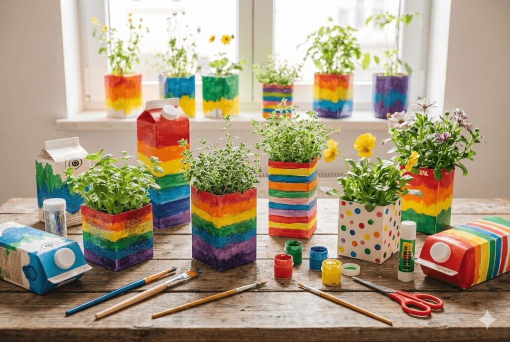 Upcycling Blumentöpfe aus Milchkartons